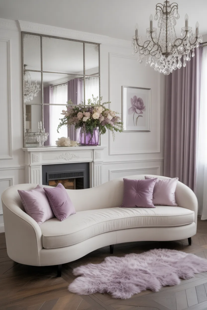lavender sofa pillow styling