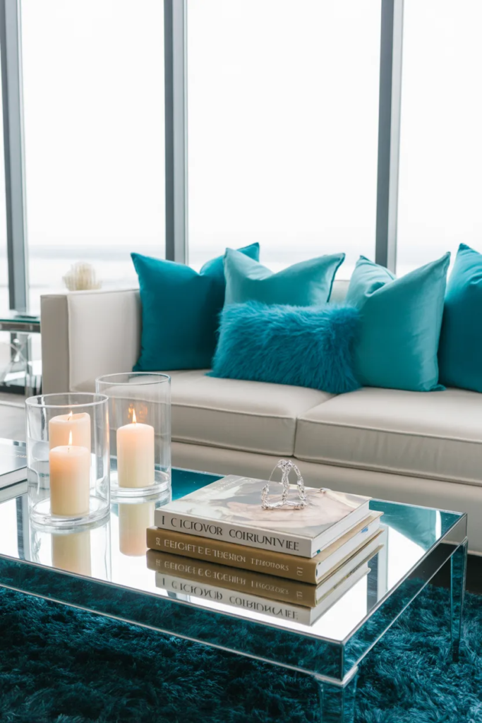  turquoise sofa pillow styling