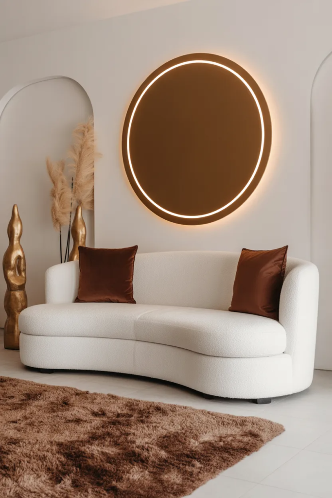 chocolate brown sofa pillow styling