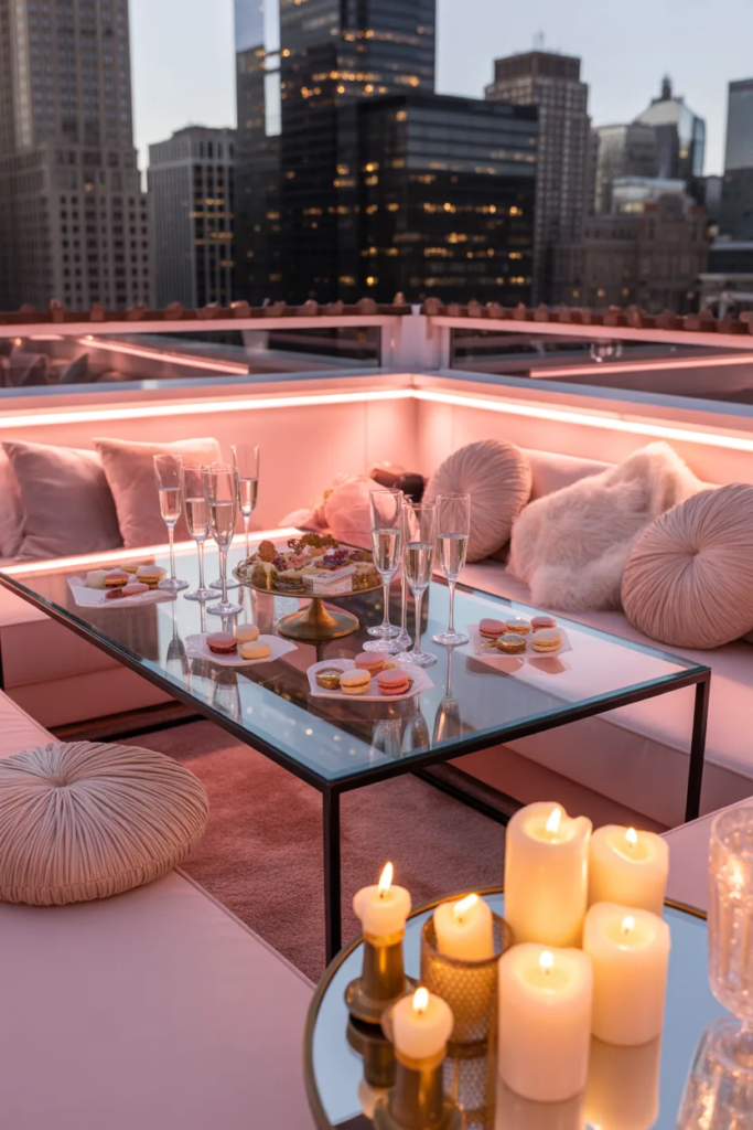 Galentine’s dessert rooftop