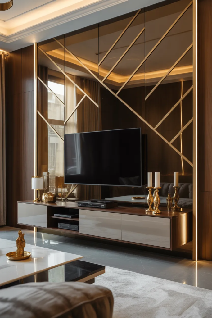  luxury TV wall glass modern