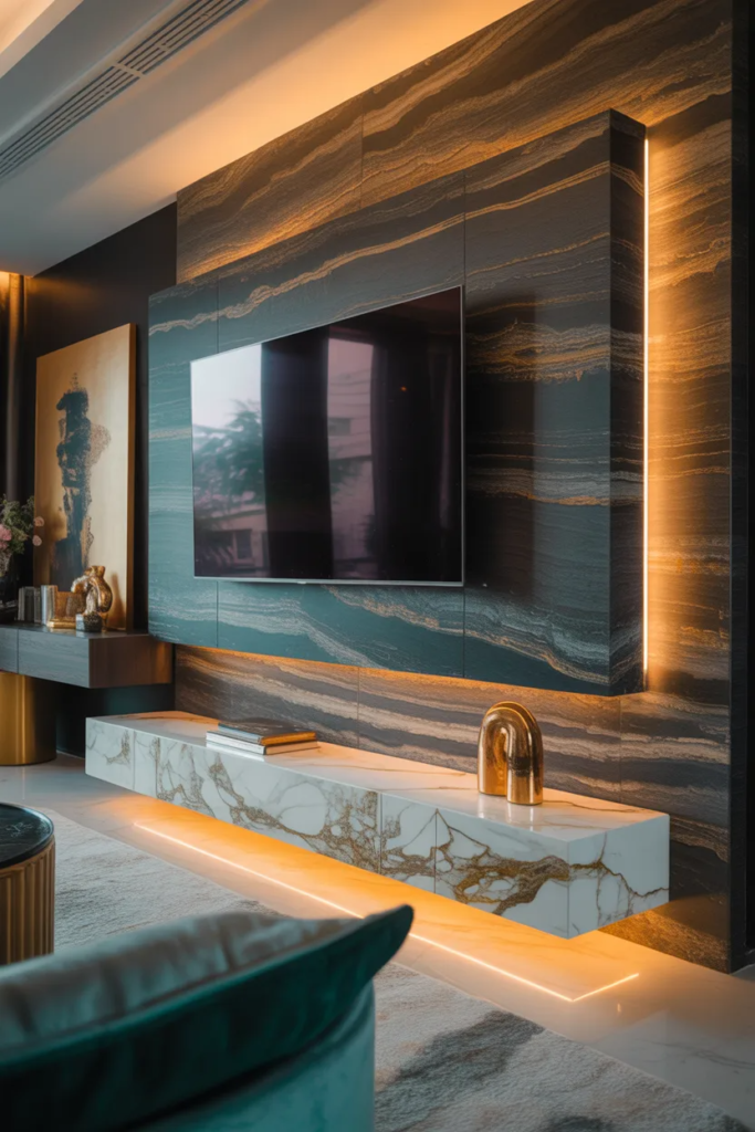  luxury TV wall floating panel