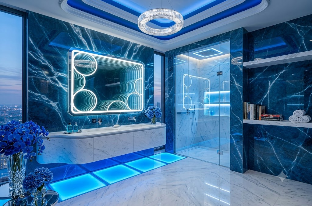 Turquoise luxe luxury bathroom