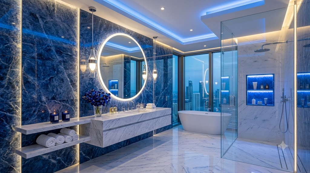  Steel blue luxury bathroom