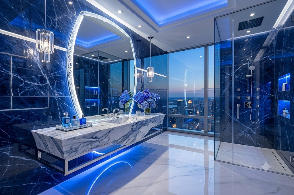  Indigo luxury blue bathroom