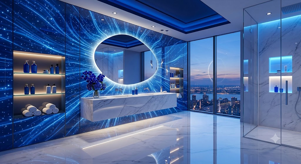 Celestial blue luxury bathroom