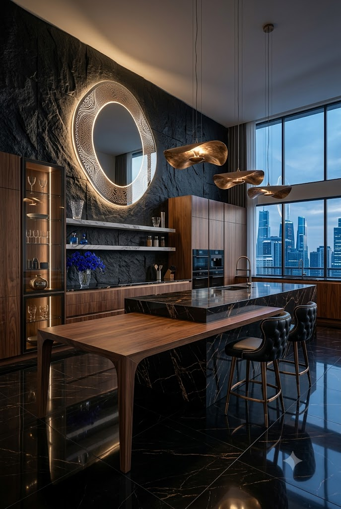 Matte black executive kitchen