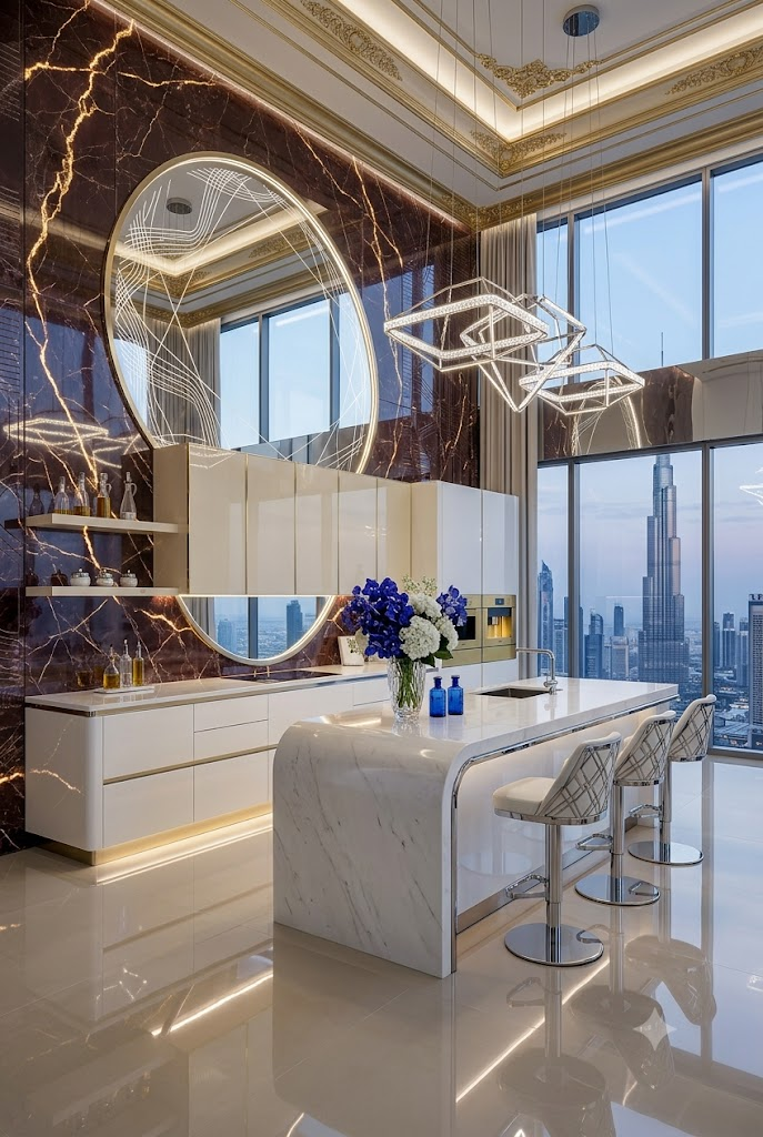 Royal burgundy palace kitchen