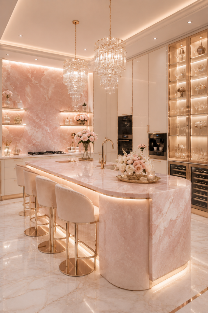 Rose quartz luxury kitchen