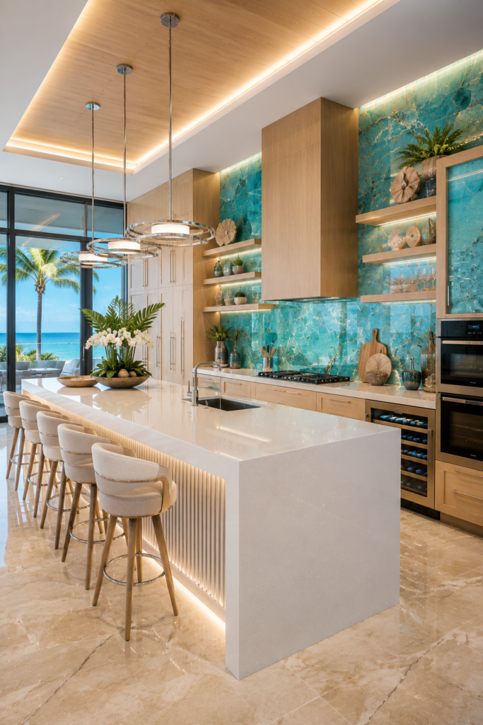 Tropical turquoise luxury kitchen