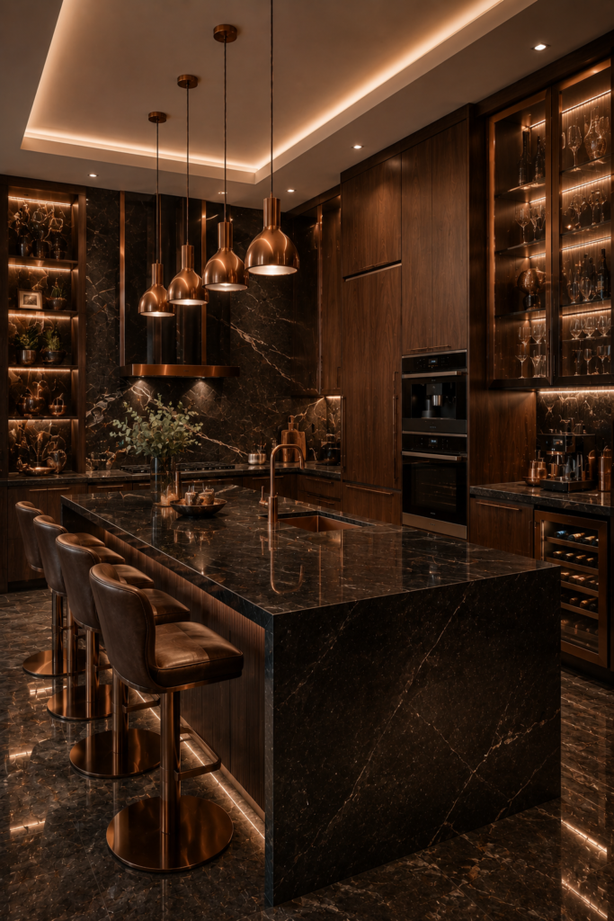 Chocolate copper luxury kitchen