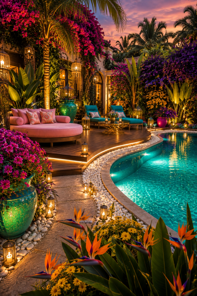  Pink turquoise luxury backyard