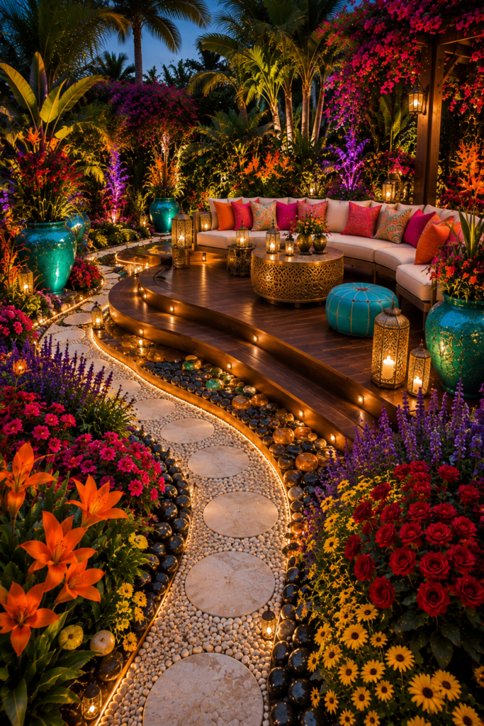  Sunset colorful backyard garden