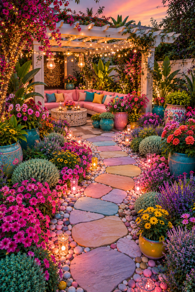  Candy-colored luxury garden patio