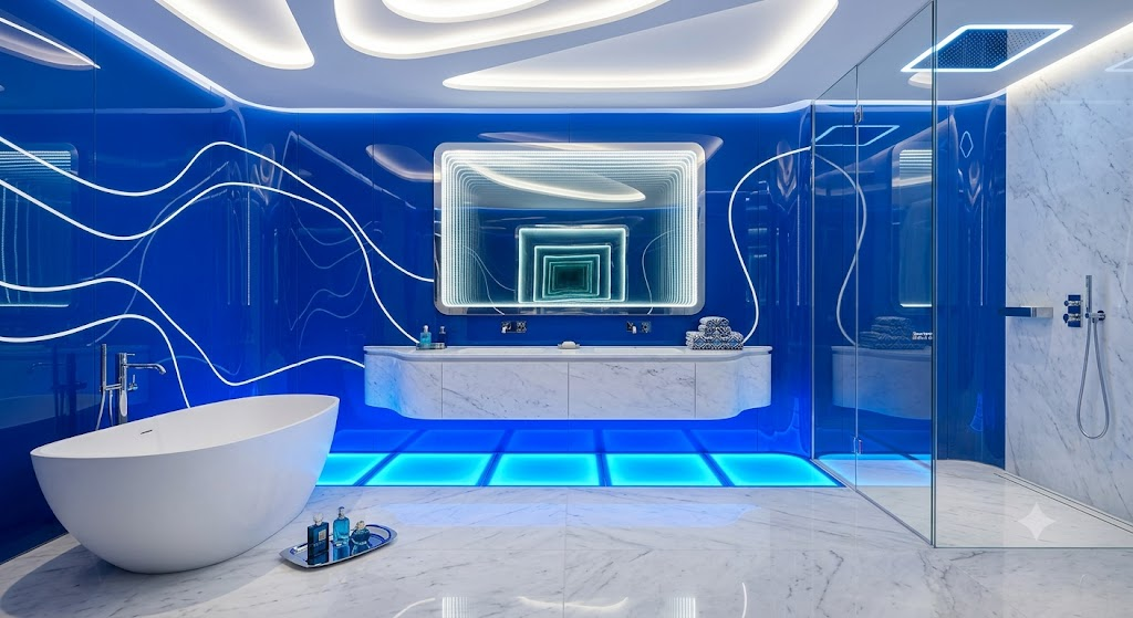  Electric blue spa bathroom