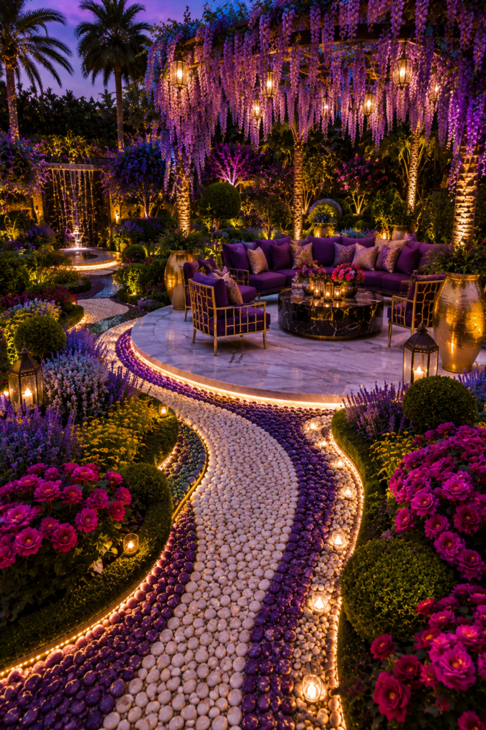 Purple gold luxury backyard garden