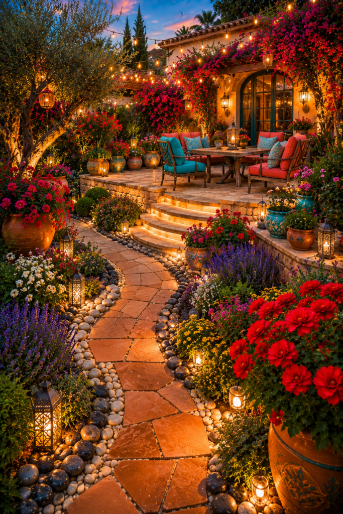 Mediterranean colorful luxury garden