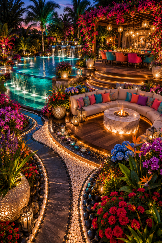 Ultimate colorful luxury backyard garden