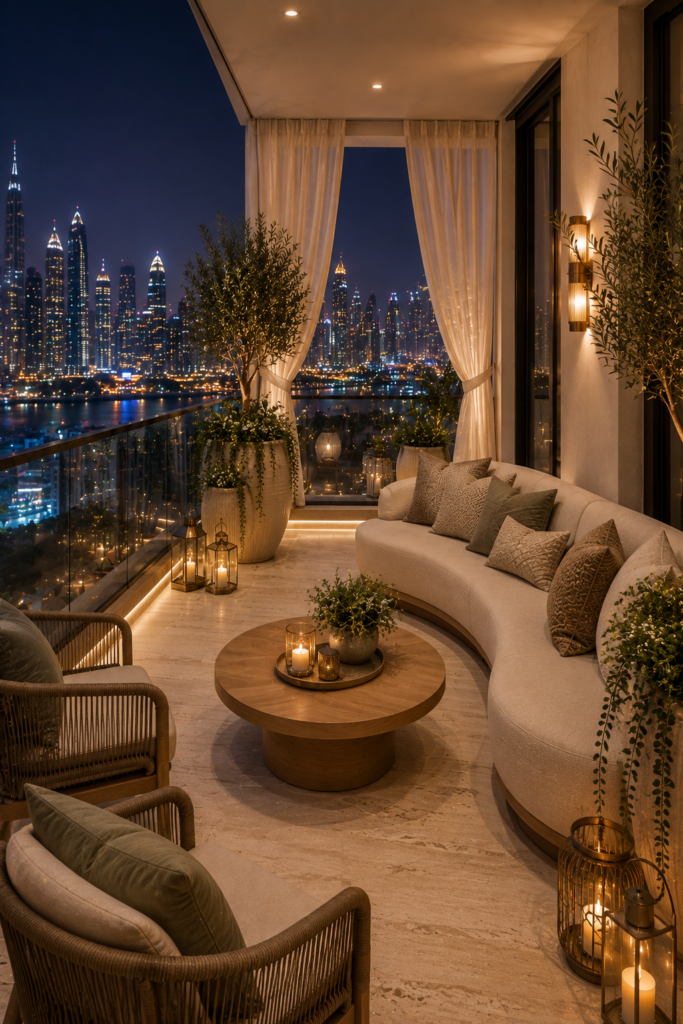 Warm beige modern balcony
