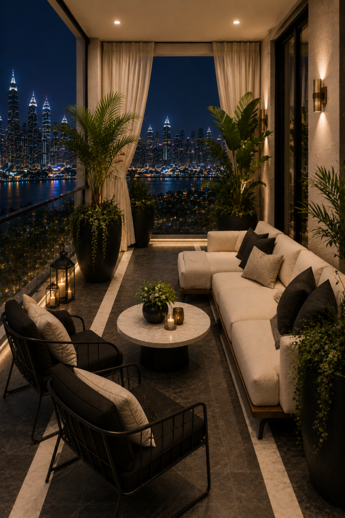 Black cream modern balcony