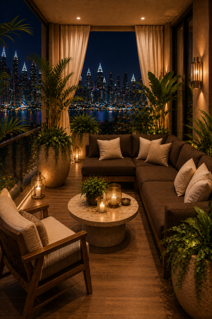 Chocolate brown modern balcony