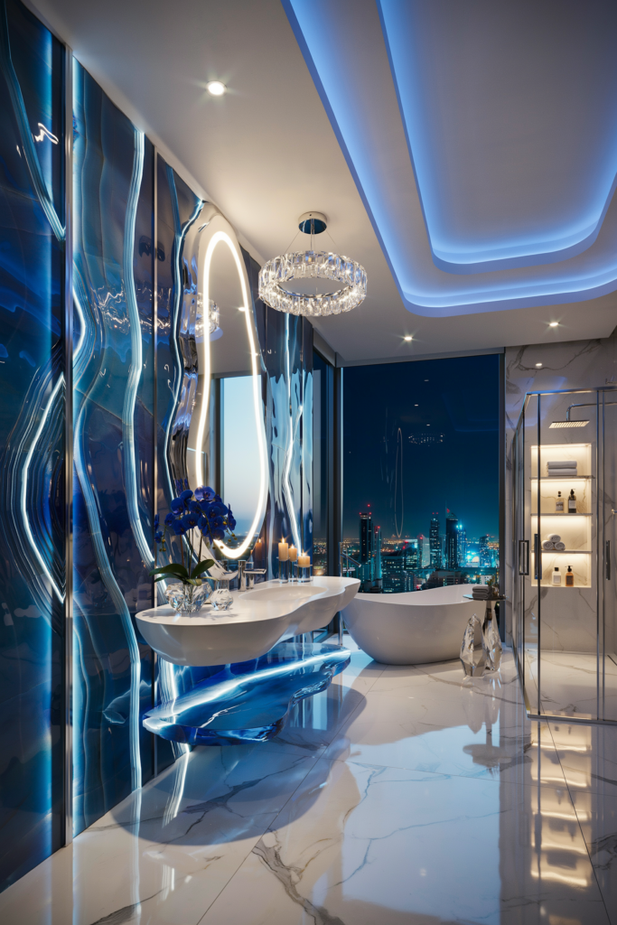 crystal luxury blue bathroom