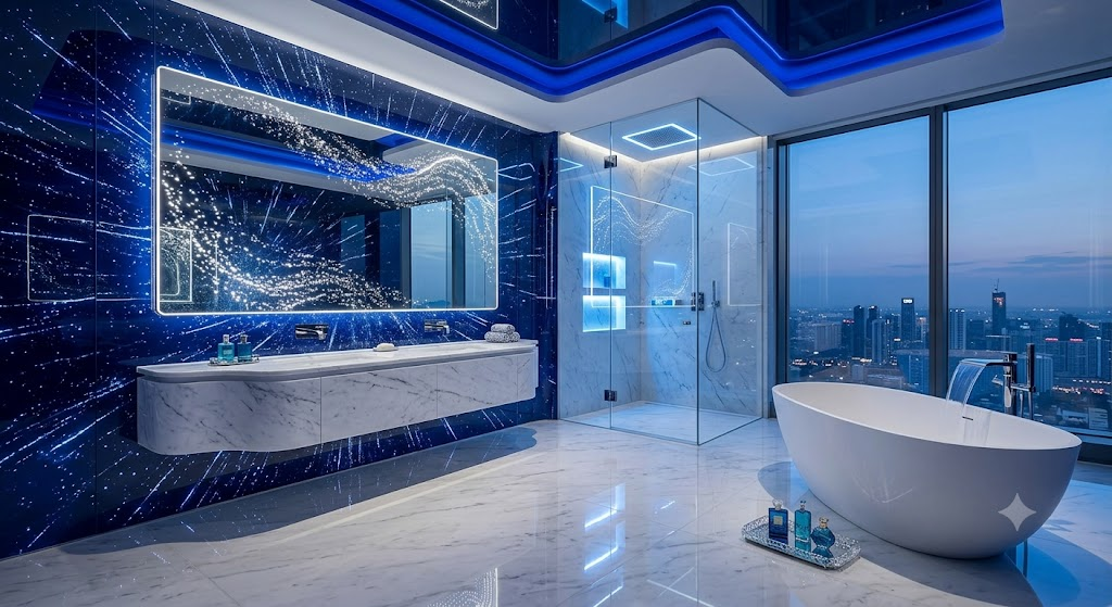 Blue galaxy luxury bathroom