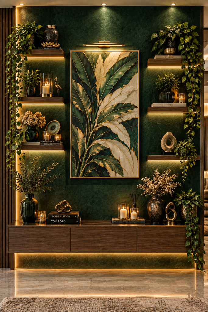 Emerald botanical luxury feature wall