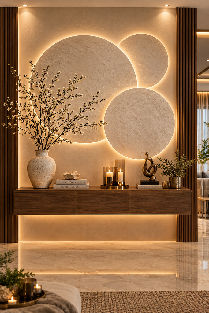 Sculptural white luxury feature wall