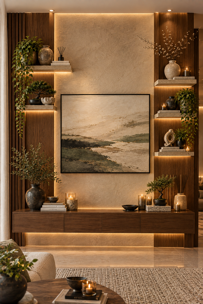 Japandi luxury feature wall design