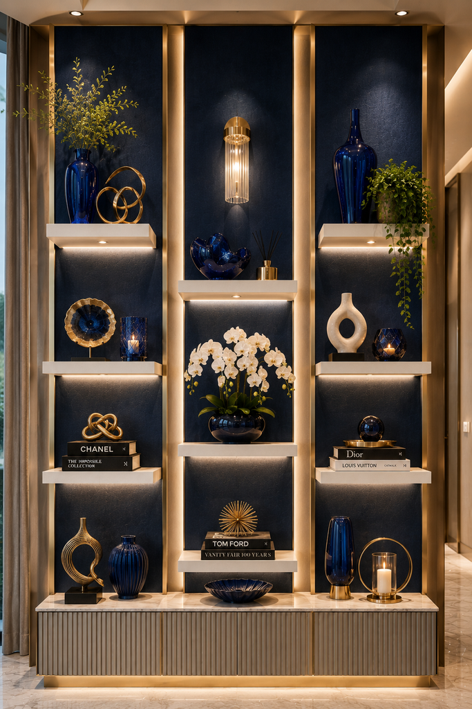 Contemporary blue luxury feature wall