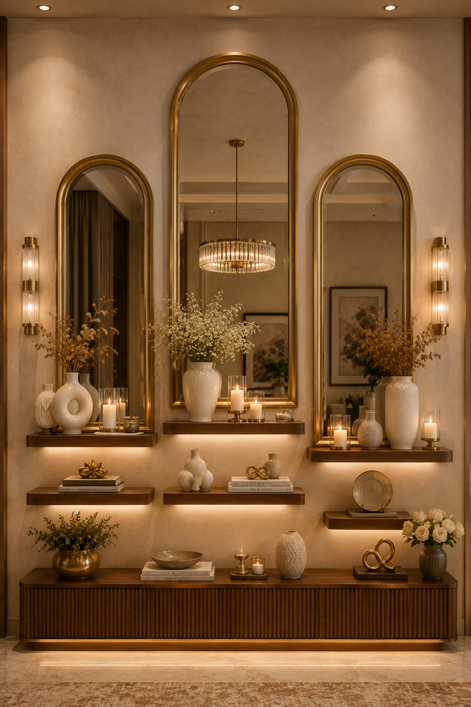 Arched mirror luxury feature wall
