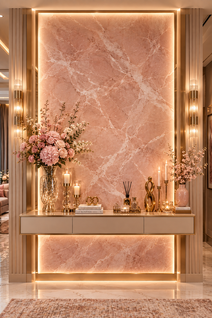 Pink marble luxury feature wall