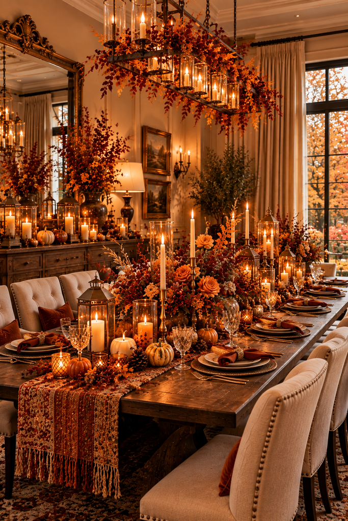 Elegant luxury autumn dining room