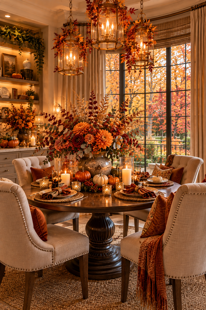 Cozy luxury autumn breakfast nook