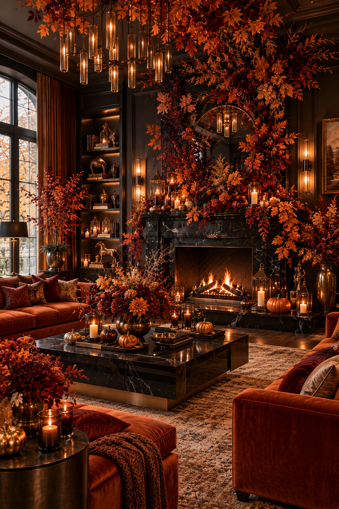 Black orange luxury fall interior