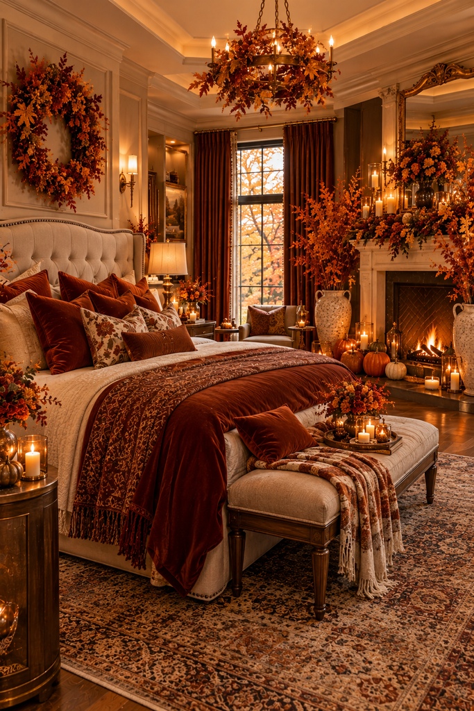 Soft cream autumn luxury bedroom