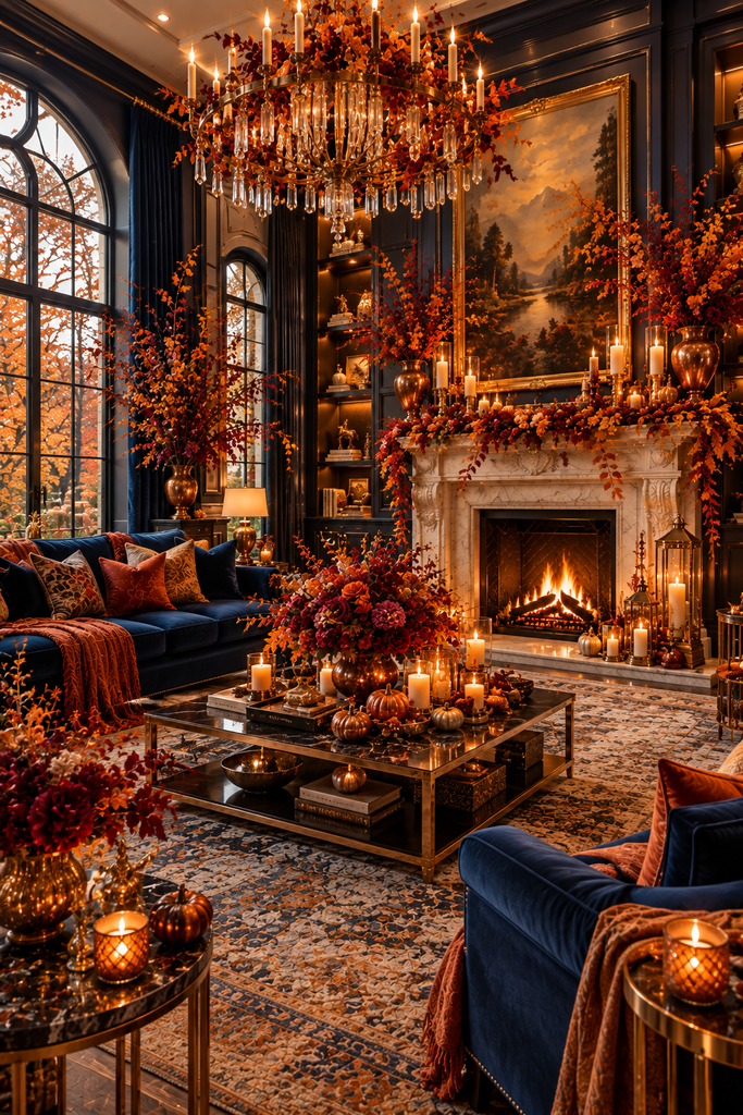 Blue copper luxury autumn interior
