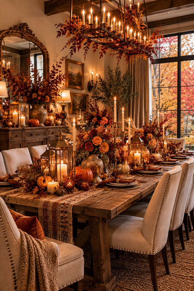 Rustic luxury autumn dining room